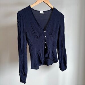 Wilfred Prairie Blouse, Navy, S